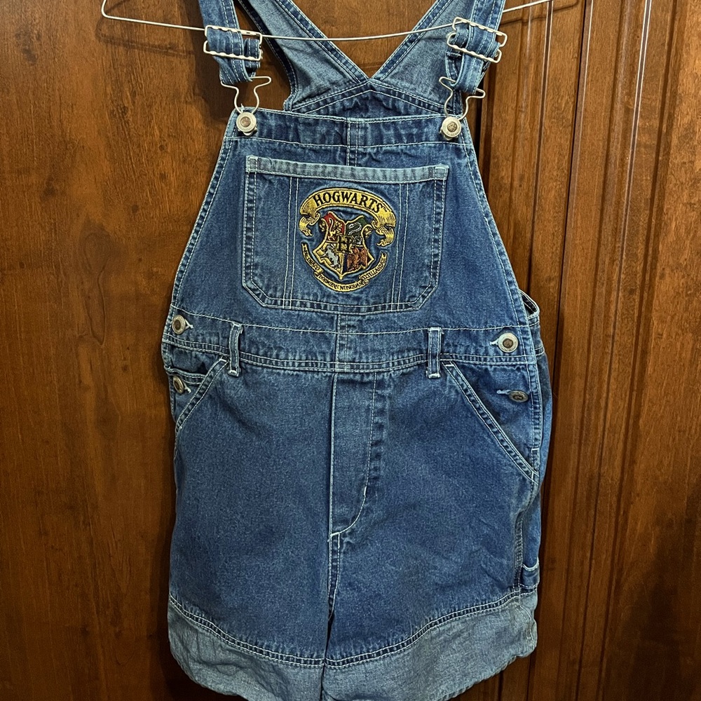 Harry Potter denim bib overall shorts.  Size 8